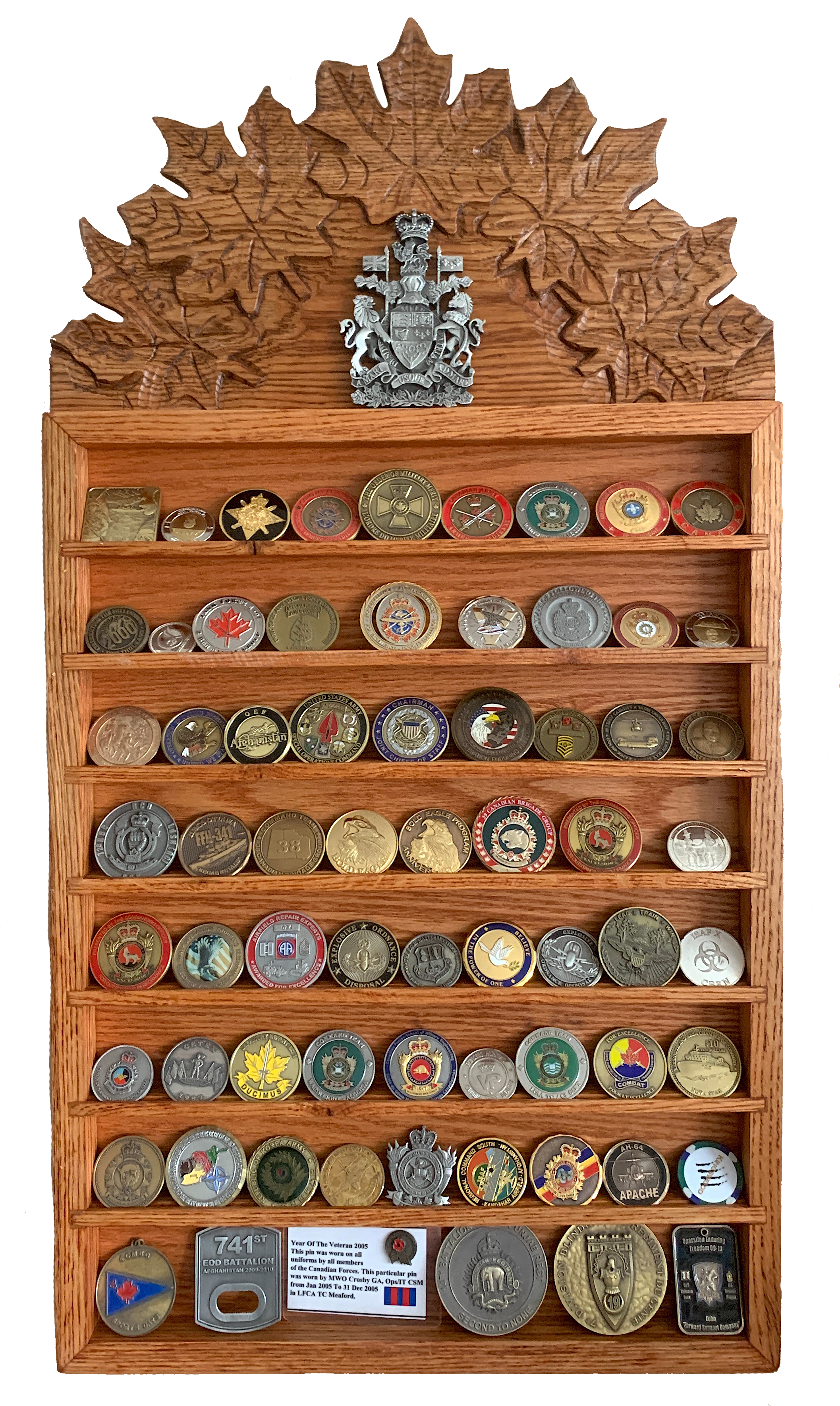 Challenge Coin Displays, very coold designs, all hand made by a militayr veteran, DW CArving Studio